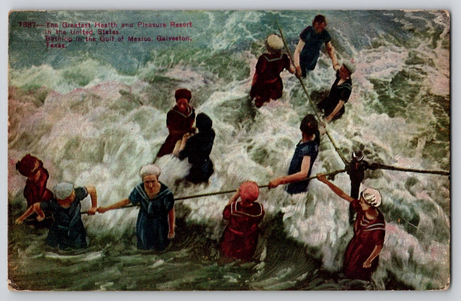 1910 Bathing Swimming Gulf of Mexico Galveston TX Pleasure Resport Postcard