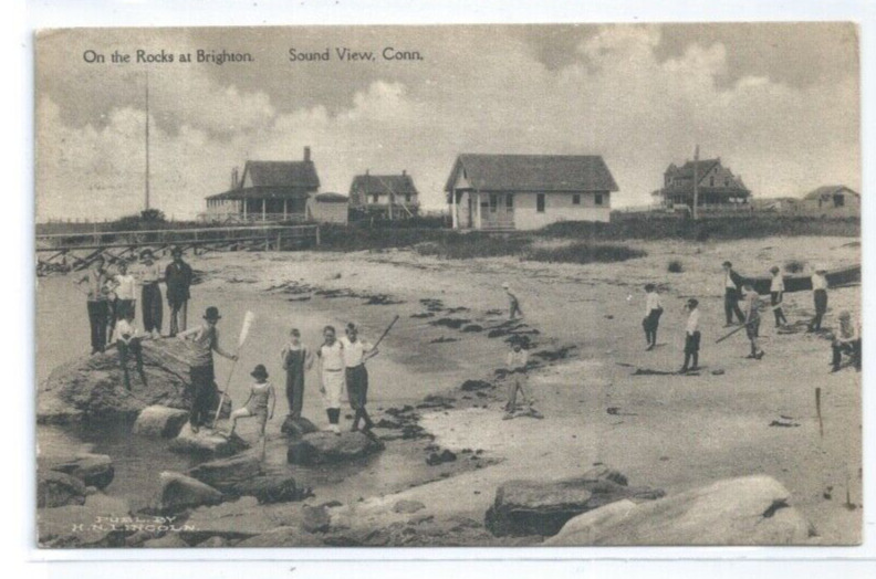 Postcard SOUND VIEW  CONN Aug 21 1910  On the Rocks at Brighton