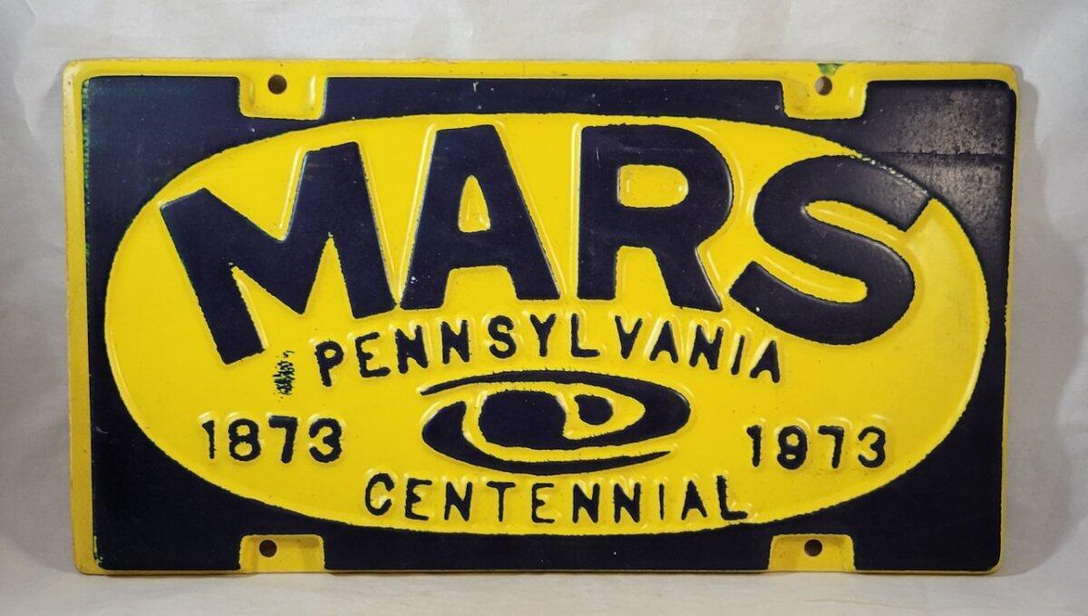 Vintage Mars Pennsylvania Centennial Souvenir License Plate 1873-1973