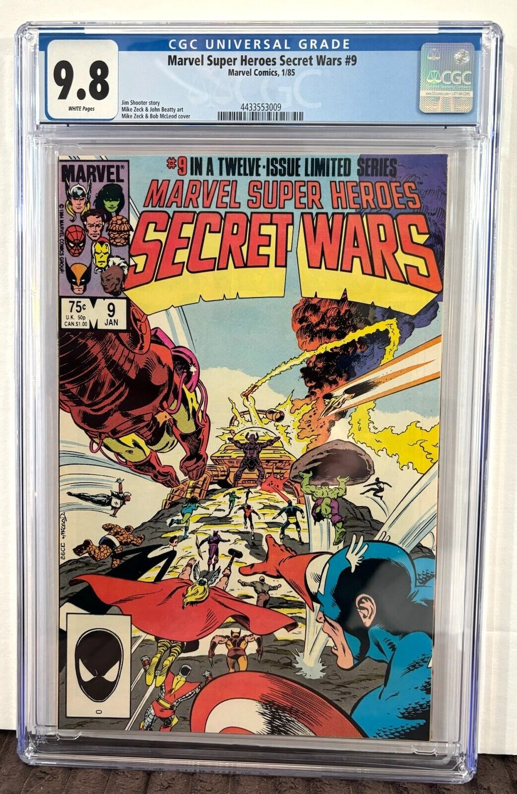 Secret Wars Limited Series #9, CGC 9.8, White Pages, 1st Printing, Jan. \'85