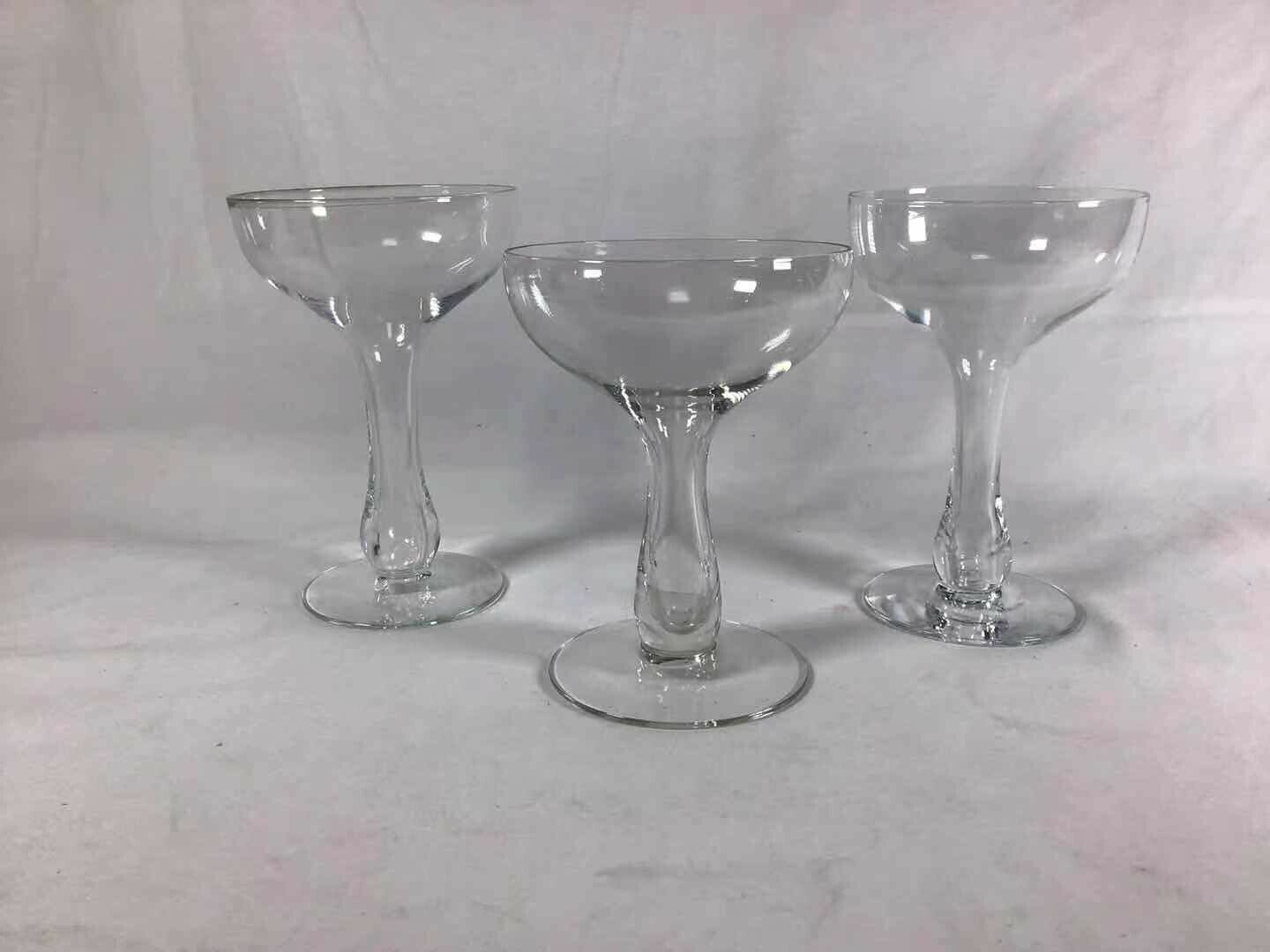 antique clear wine glasses thick stem set of 3 