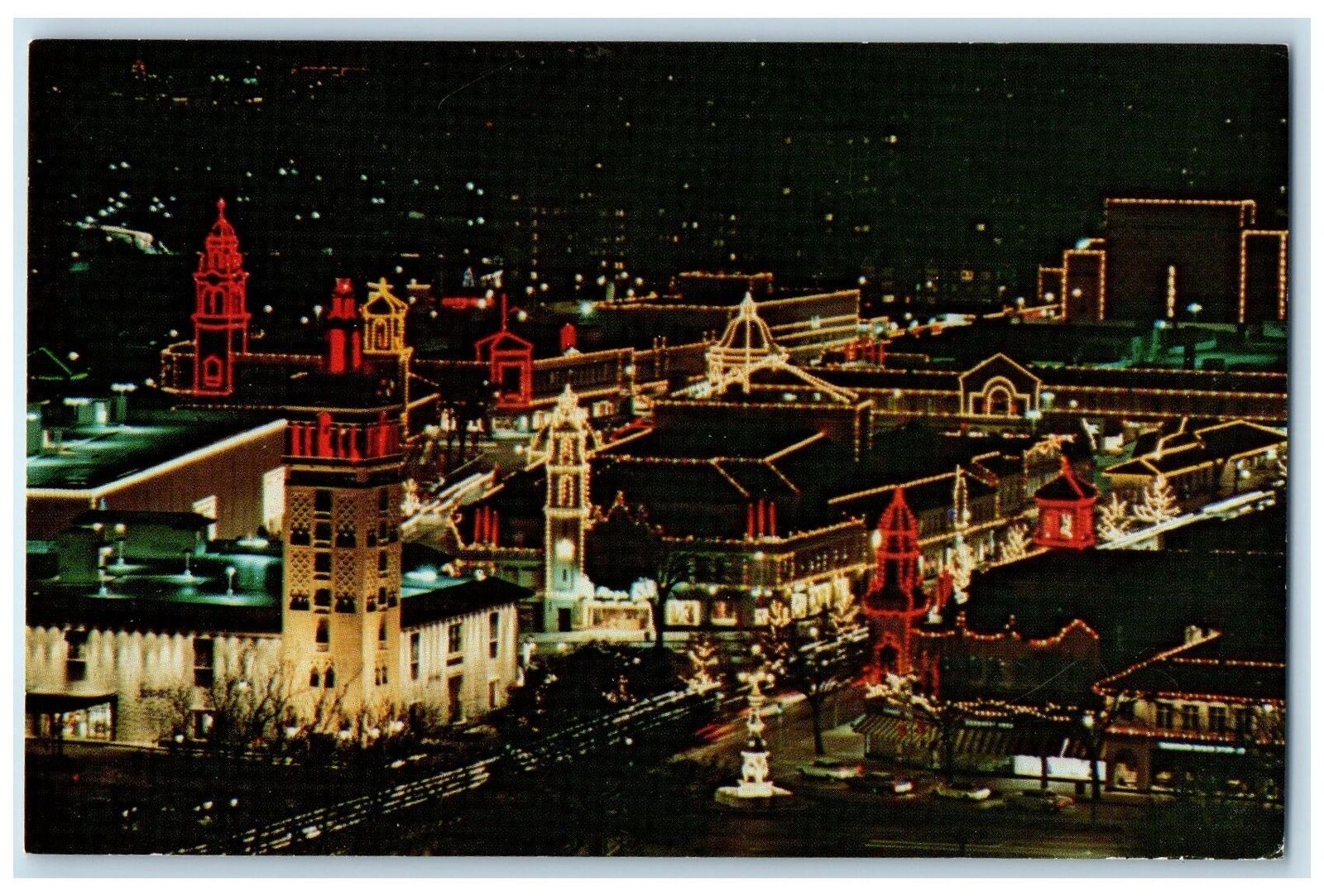 c1960's The Magnificent Giralda Tower At Night Kansas City Missouri MO Postcard