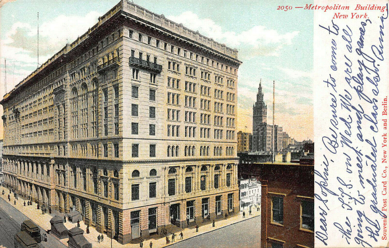 Metropolitan Life Building, Manhattan, New York, Early Postcard, Used in 1906