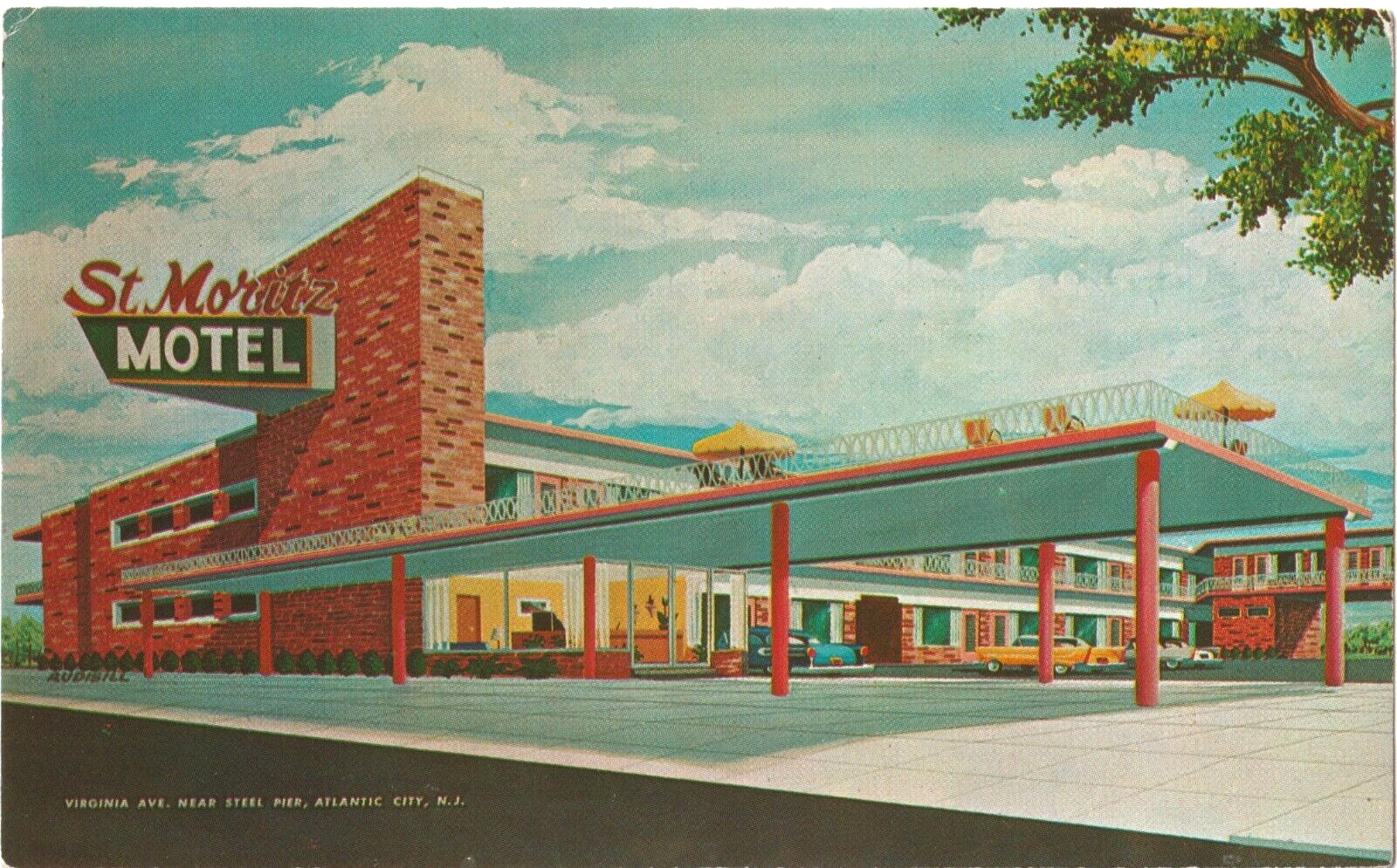 St. Moritz Motel-Atlantic City, New Jersey NJ-vintage unposted postcard