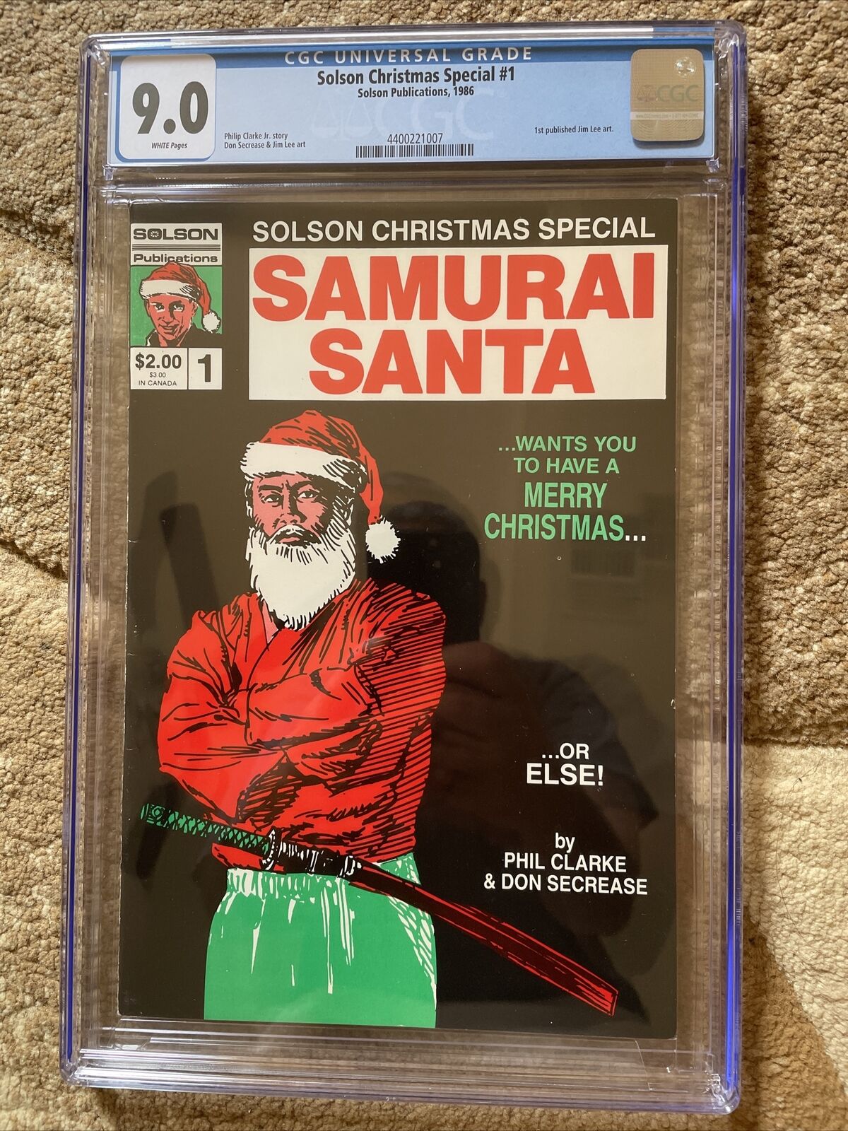 SOLSON Christmas Special 1 SAMURAI SANTA CGC 9.0 1986 1st JIM LEE art