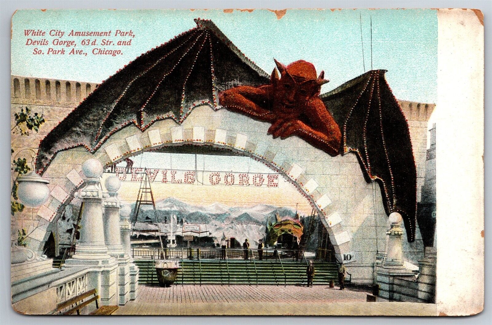 White City Amusement Park Devils Gorge Chicago IL C1910's Postcard R6
