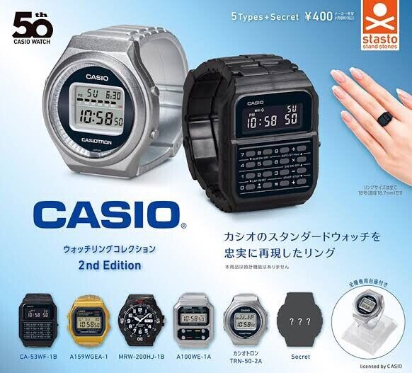 CASIO Watch Ring Collection 2nd Complete set of 6 Capsule Toy 18.7mm Gacha New