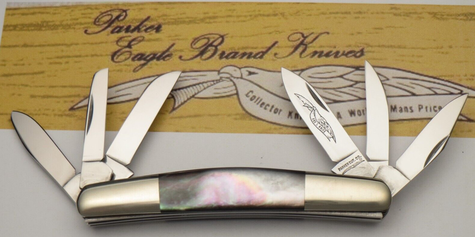 Vintage 1980\'s PARKER CUTLERY Japan - Six-Blade Congress Knife Black Lip Pearl
