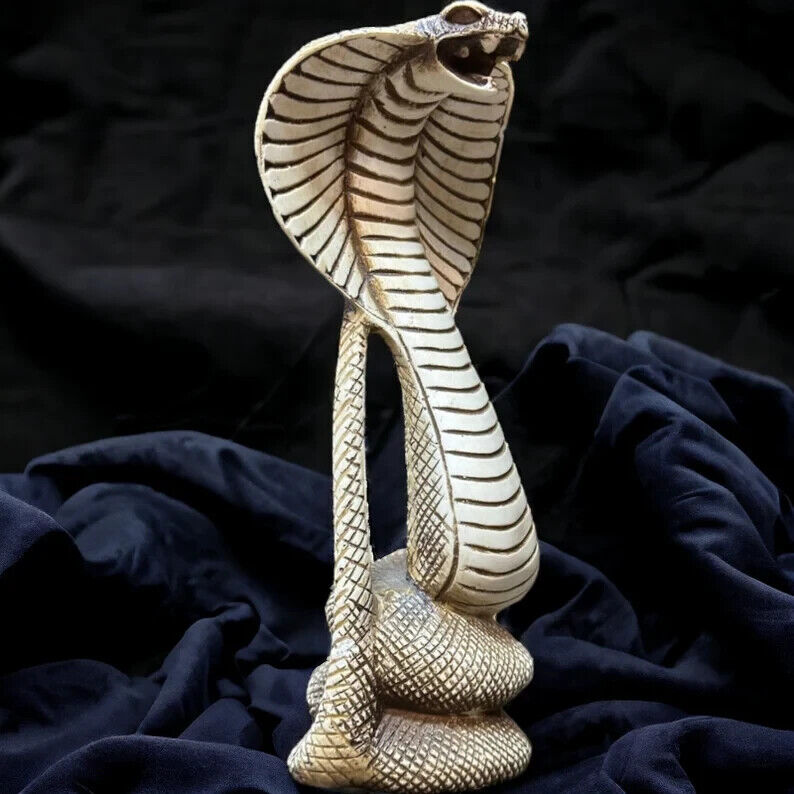 Exquisite Handmade Egyptian Cobra Statue Powerful Protection Deity Carving