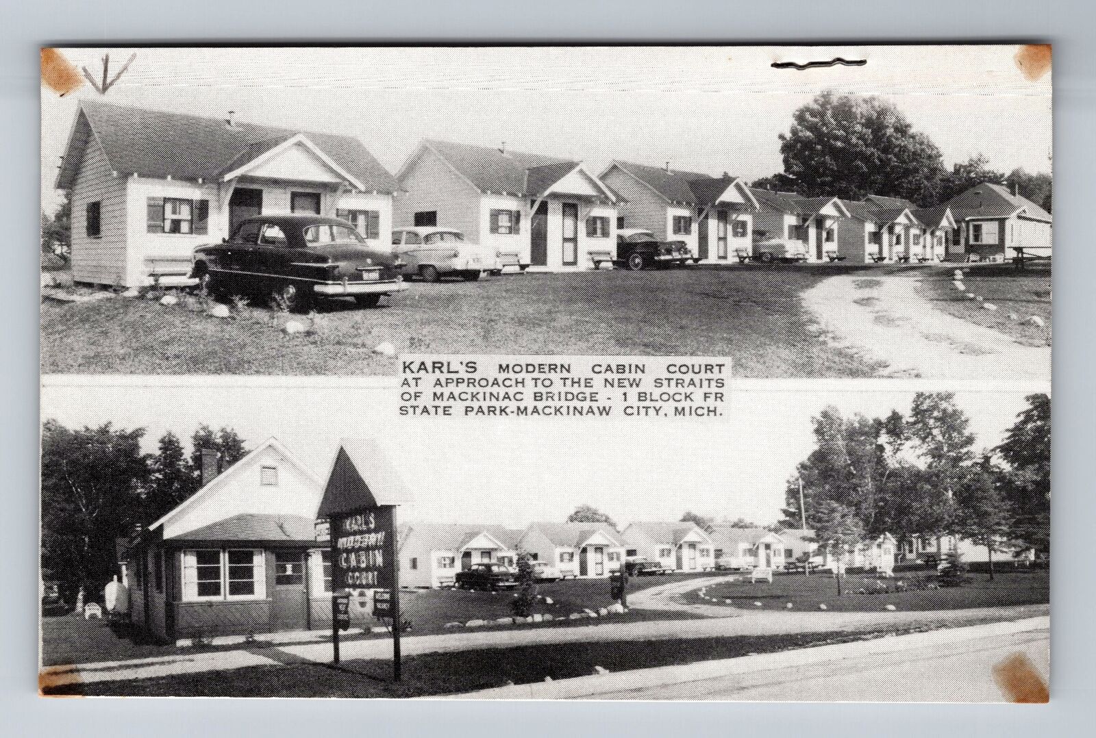 Mackinaw City MI-Michigan, Karl\'s Modern Cabin Court, Vintage Postcard