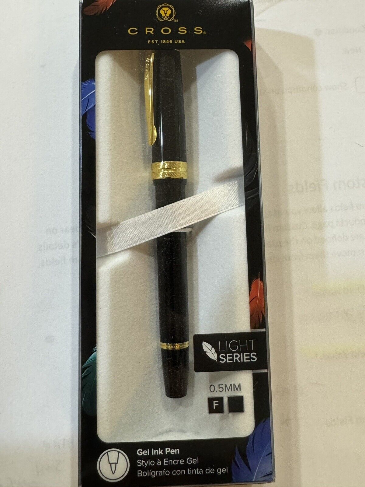 Cross Bailey Light Black Resin with Gold Trim Gel Ink Pen AT0745S-9 NEW