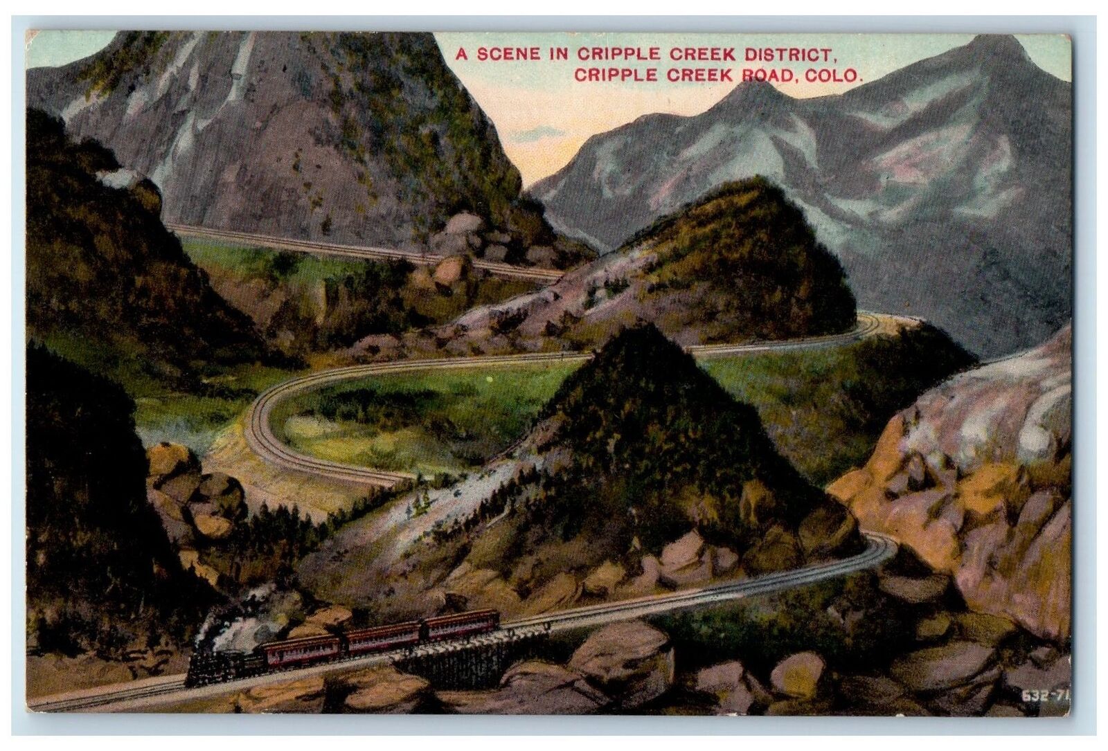 c1920’s Scene In Cripple Creek District Railroad Locomotive Colorado CO Postcard