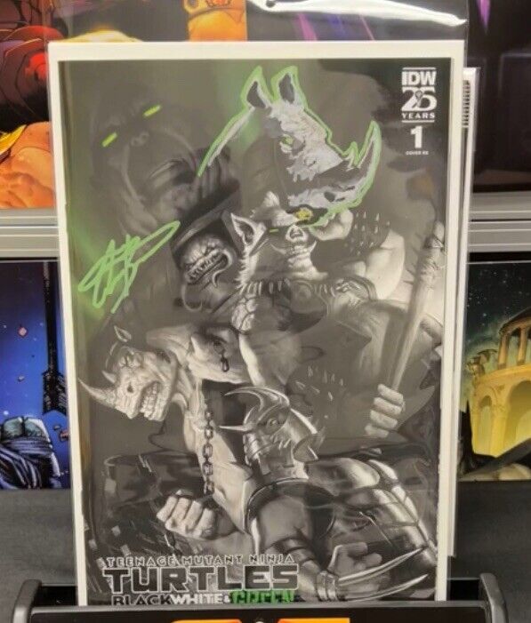 White And Green TMNT Signed and remark By Aaron Bartling