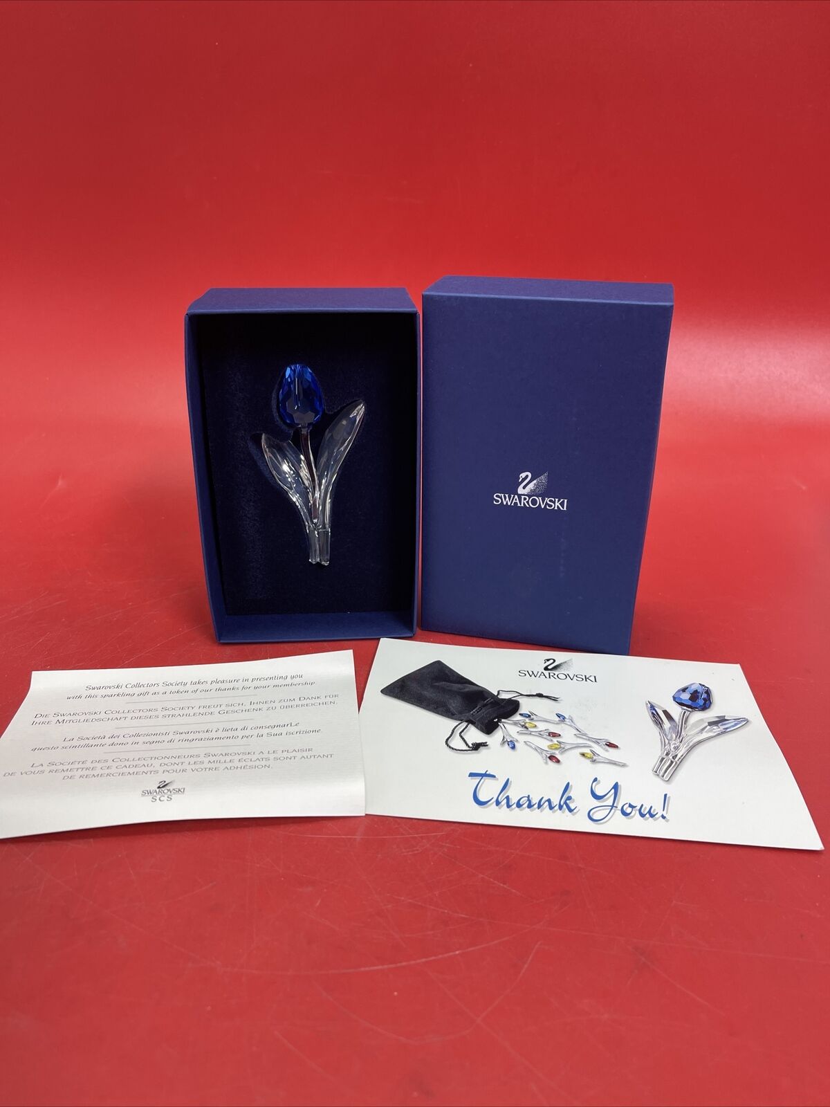 2000 Swarovski Crystal BLUE TULIP Renewal Gift with original Box limited edition