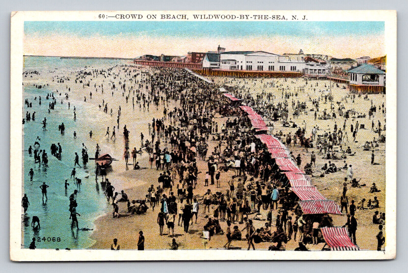 c1920s Crowd On Beach Wildwood By The Sea New Jersey  P784