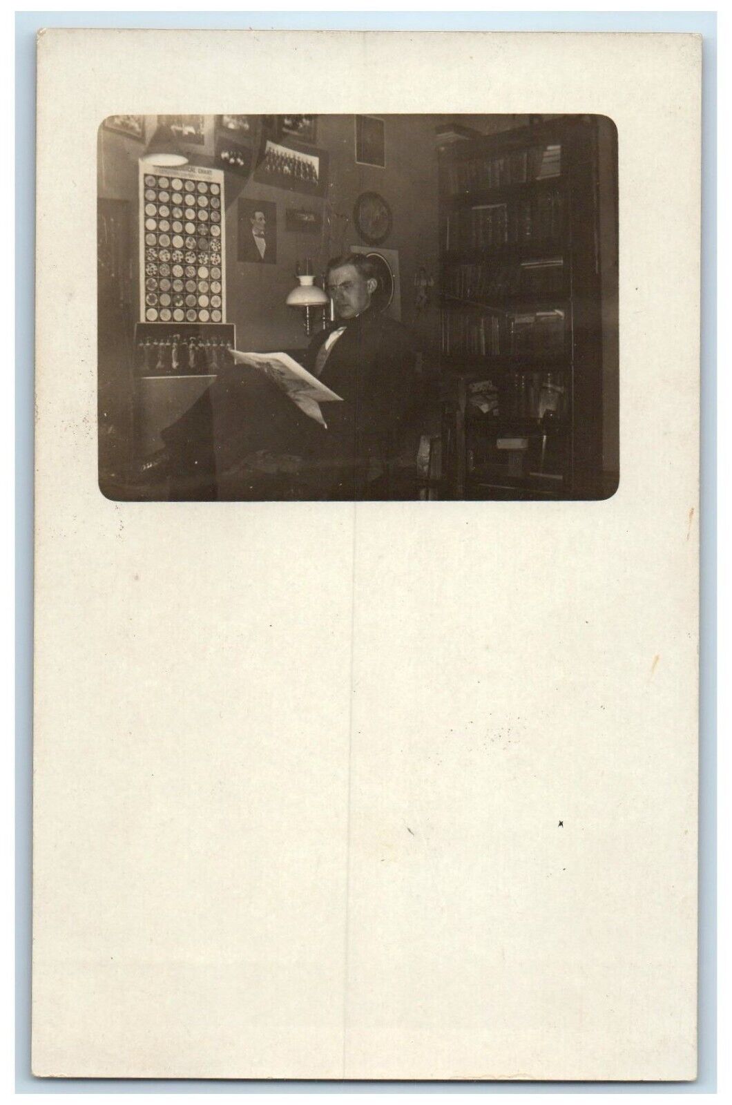 c1910\'s College Dorm Room Interior Books RPPC Photo Unposted Antique Postcard