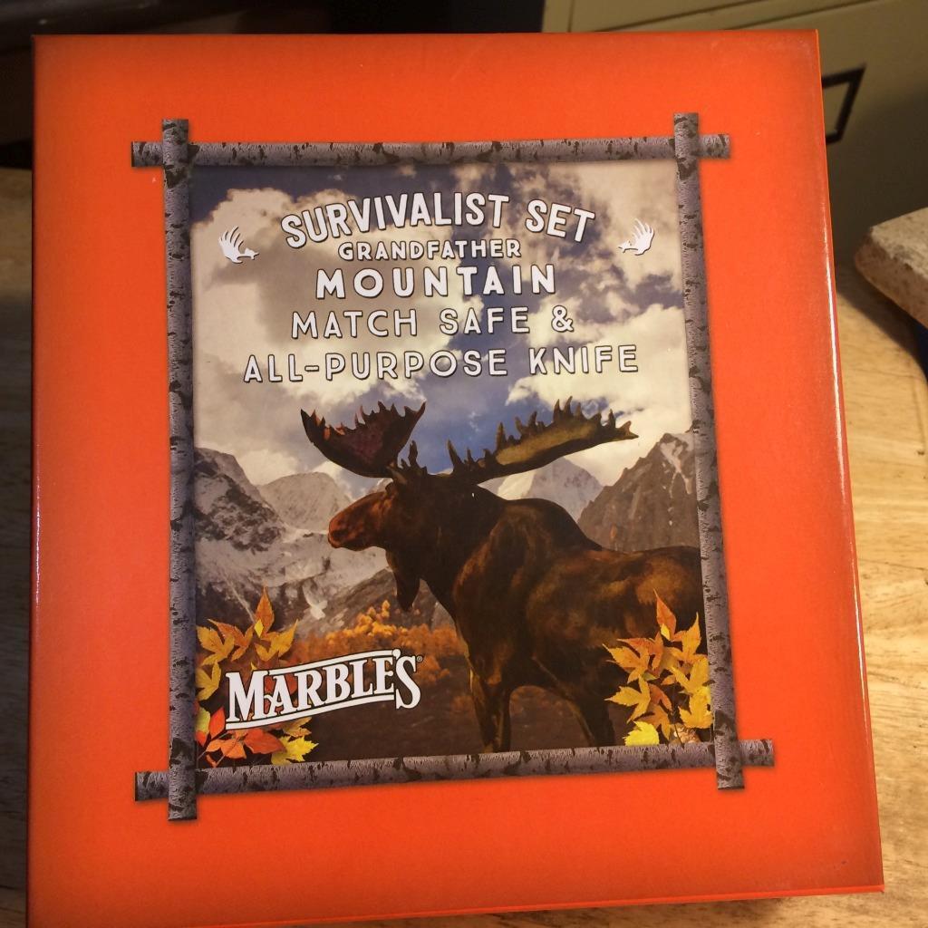 Marble's Brushy Mountain Survival Set Match Safe / Lockback Knife / Sheath MR425