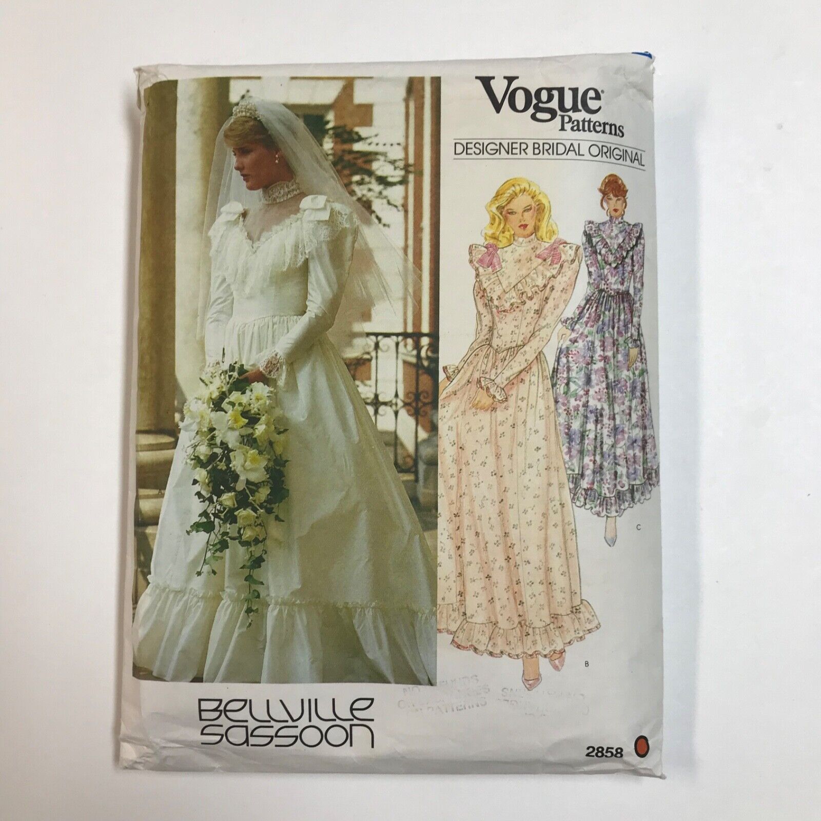 Vogue Designer Bridal Bellville Sassoon Dress Vtg Sewing Pattern 2858 Cut Size 6