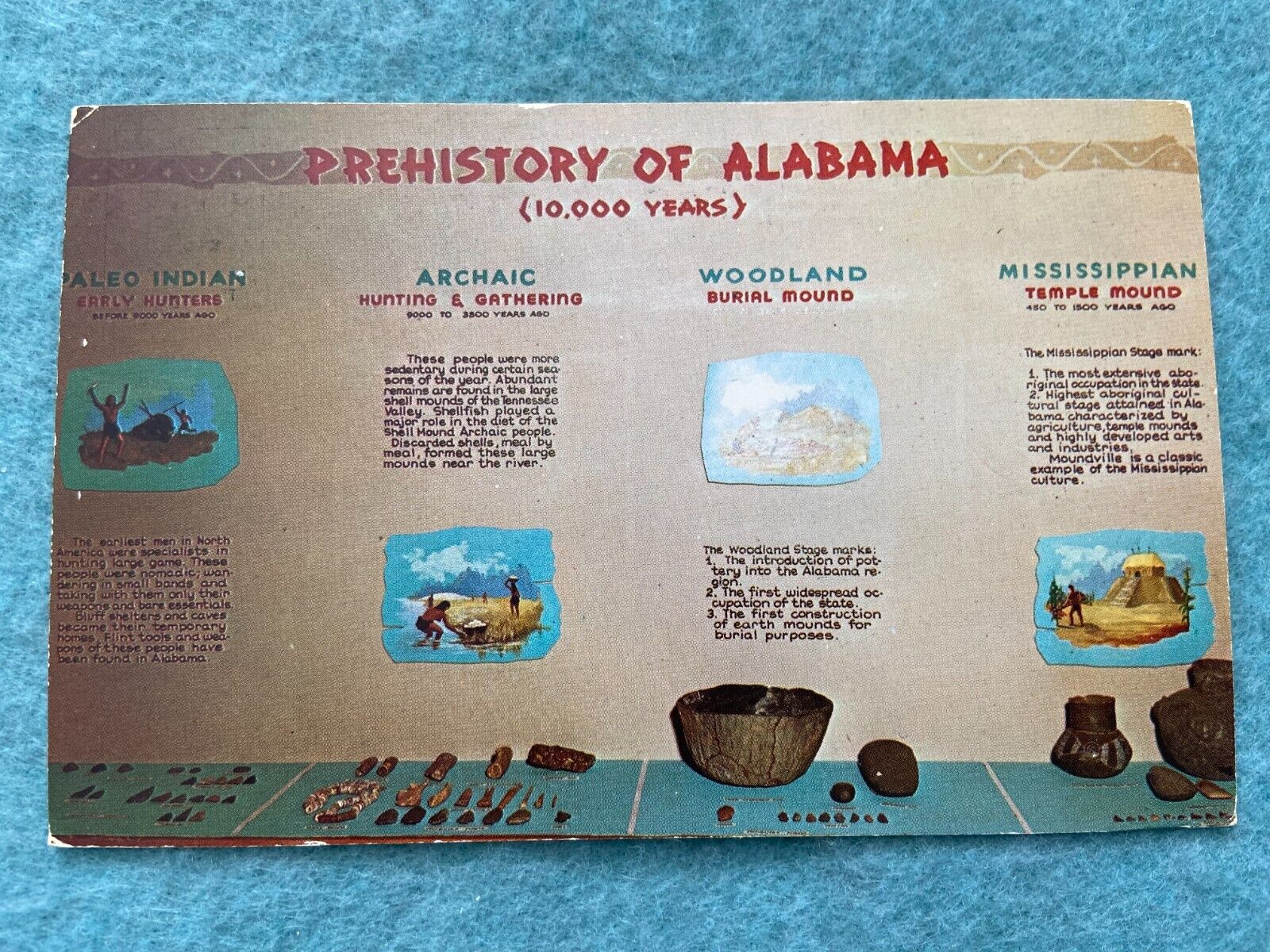 Mound Park in Alabama, Prehistory of Alabama (10,000 years) Vintage Postcard