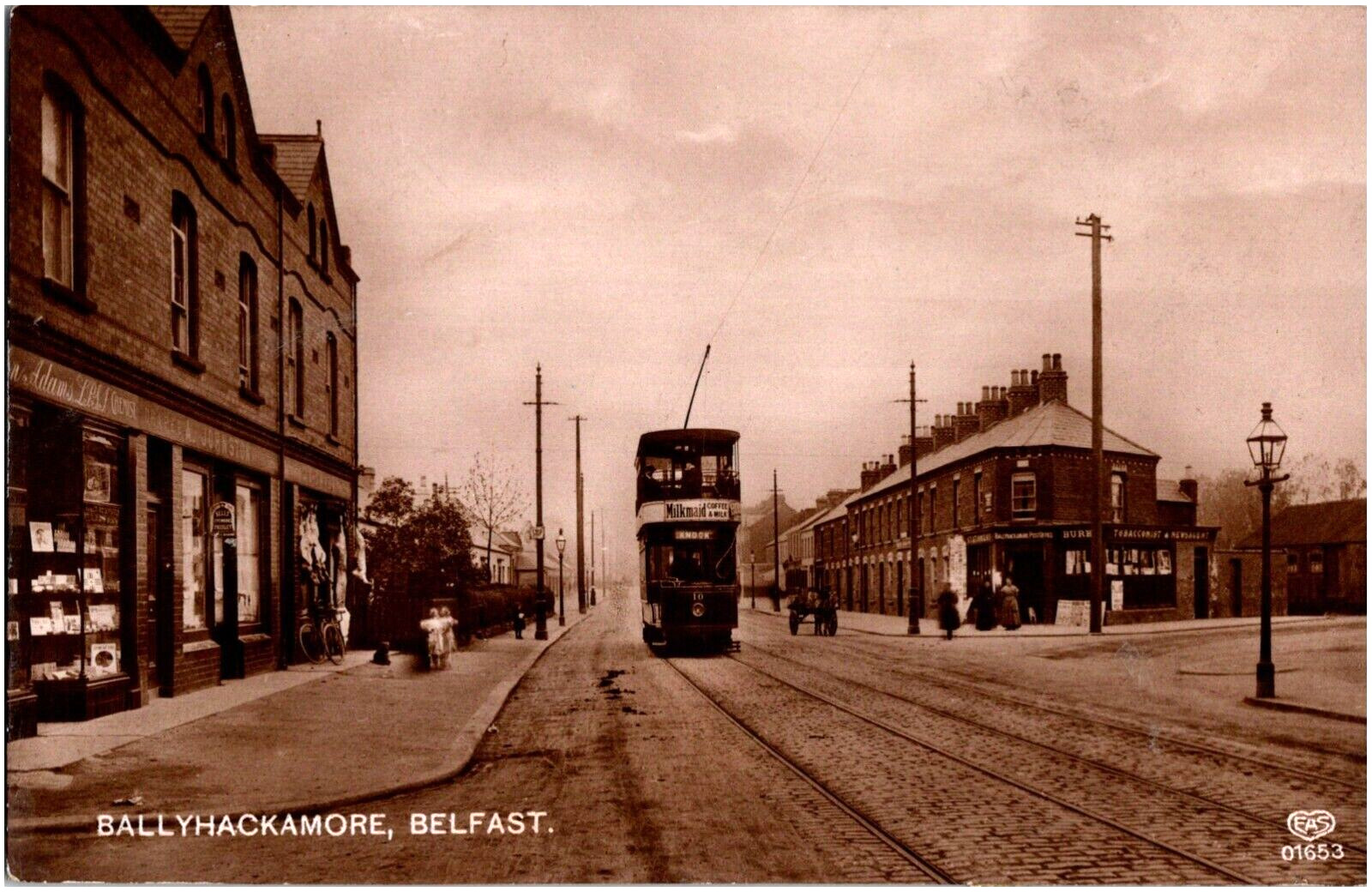 Ballyhackamore Street View Belfast Ireland 1912 RPPC Ghostly Girl in Photo