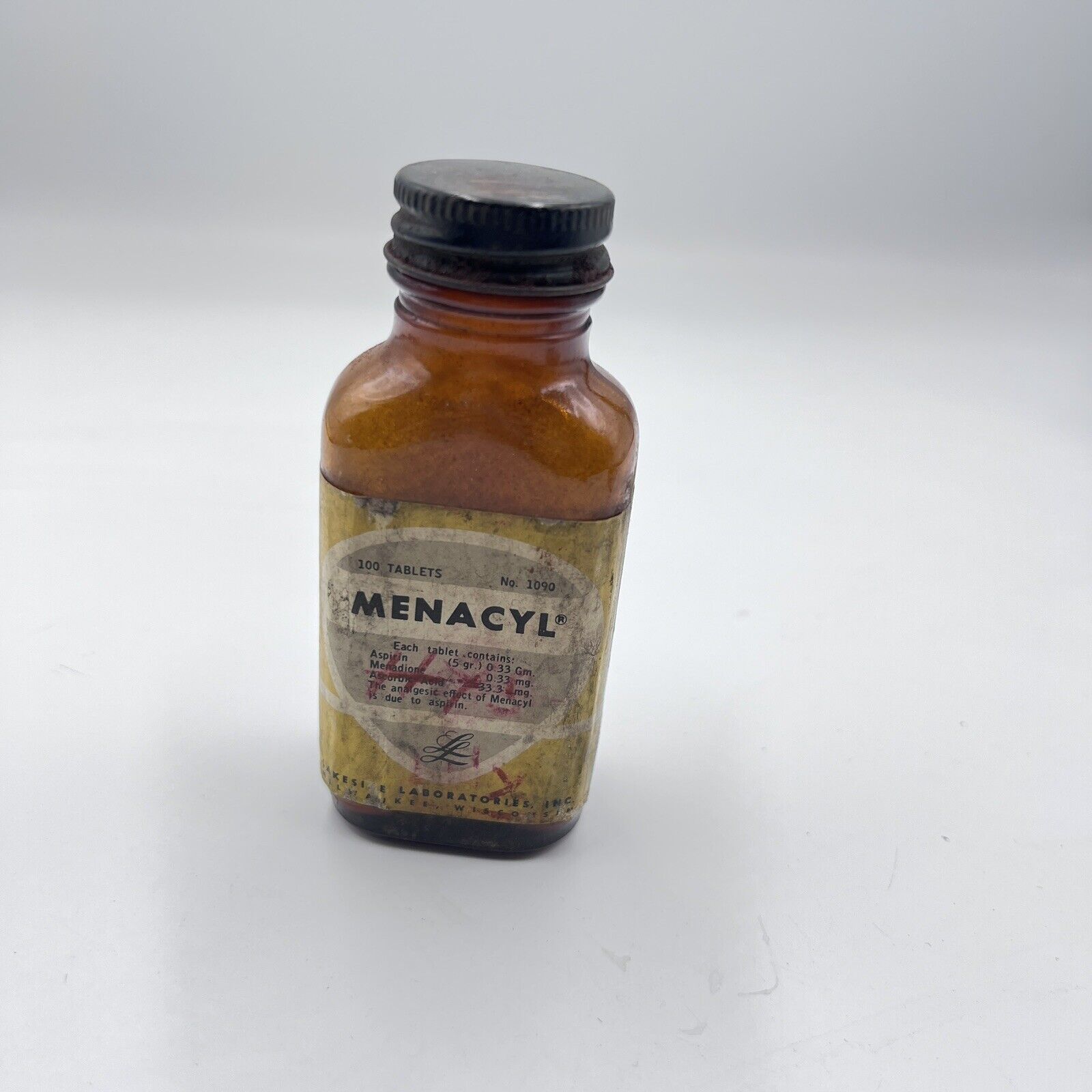 Vintage Menacyl Tablets Medicine Bottle Milwaukee Minnesota Quack Collectible