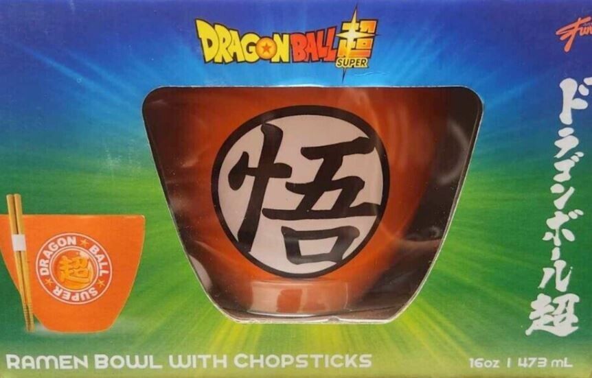 Dragon Ball Z Goku Kanji Symbol Super Ramen Rice 20oz Soup Bowl Chopstick DBZ
