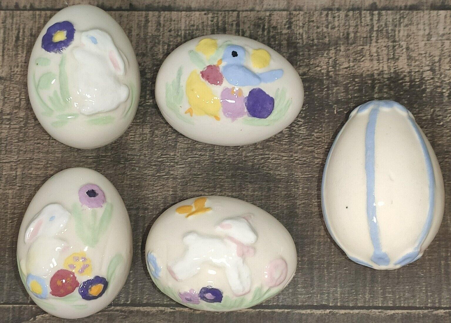5 Vintage Ceramic Easter Eggs 2¼\