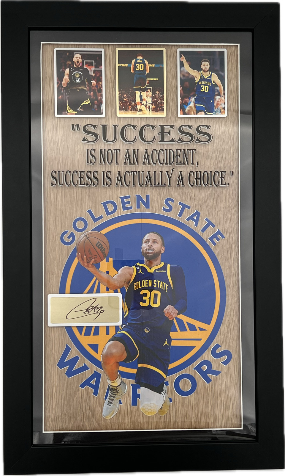Stephen Curry on wood