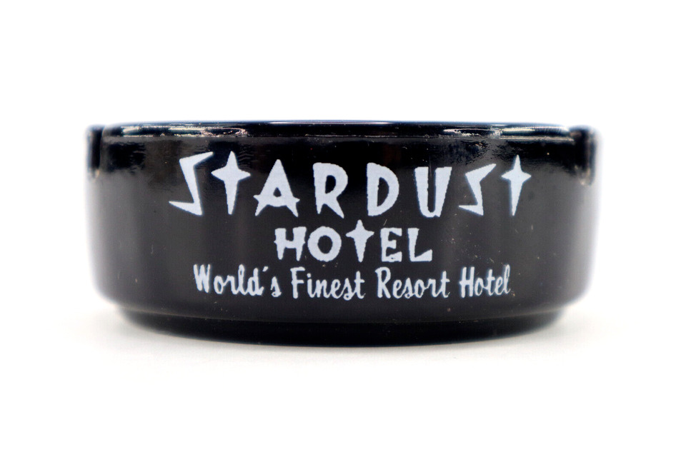 Vintage StarDust Hotel Ashtray Black Glass 3.5\