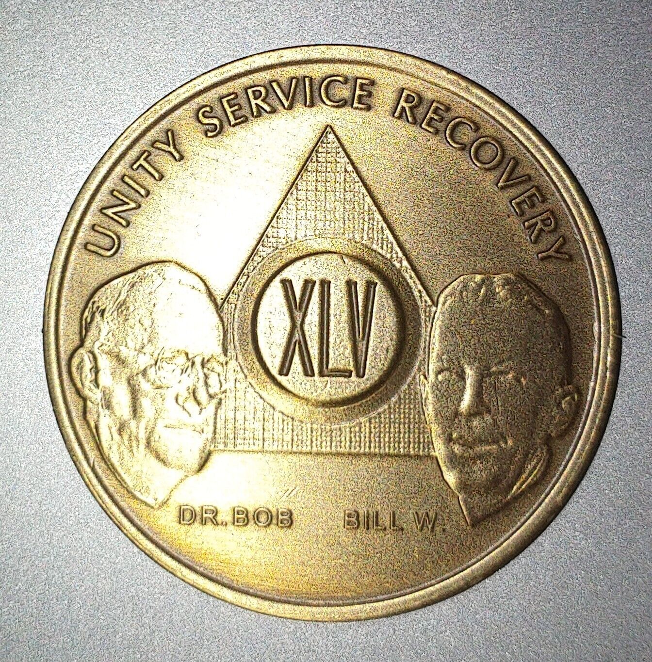 Alcoholics Anonymous AA 45 Year Founders Bronze Medallion Coin Chip Token Sober