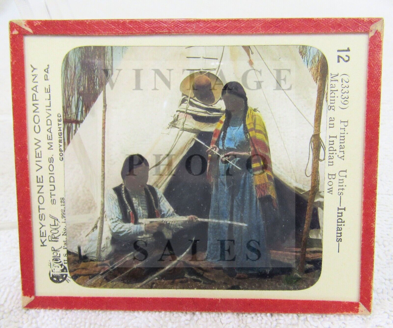 Keystone Magic Lantern Glass Color Photo Photograph Slide Indians Making A Bow