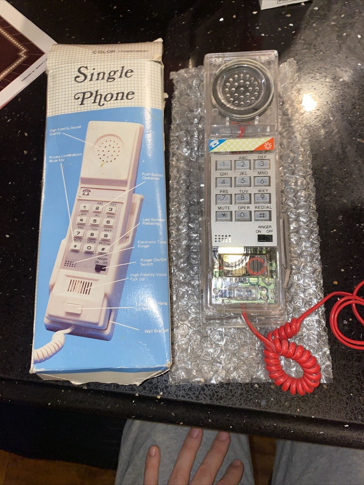 Vintage 80s/90s Retro Transparent See Through Clear Wall Telephone New