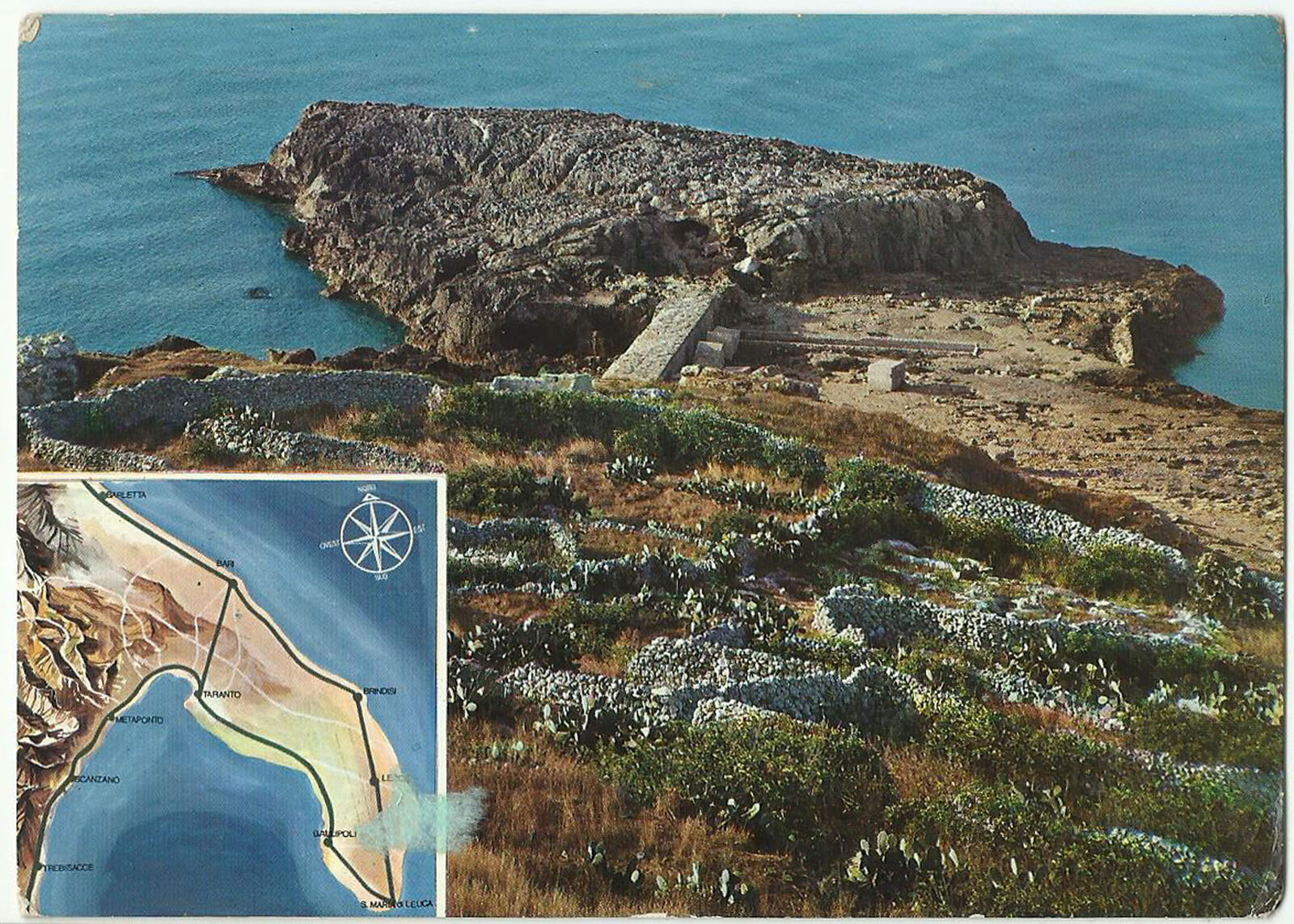 Santa Maria di Leuca Italy, Vintage Postcard, Extreme Tip of Italy, 1970s