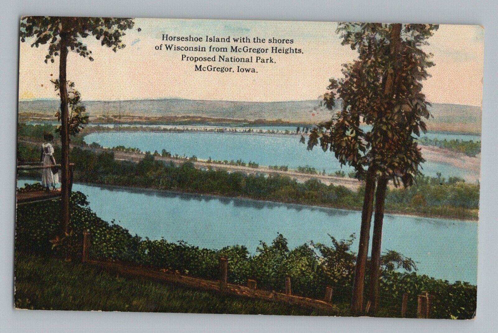 McGregor Iowa IA Horseshoe Island Wisconsin McGregor Heights Postcard ca1910