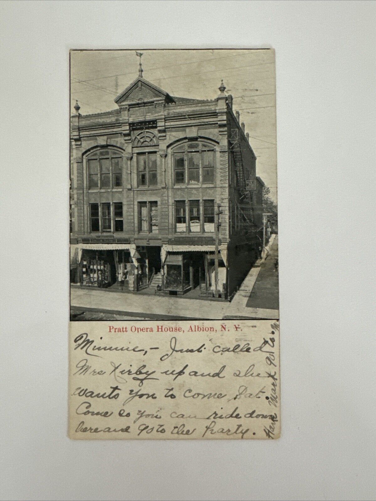 RPPC Albion, NY - Pratt Opera House - Real Photo Postcard - 1906 Antique