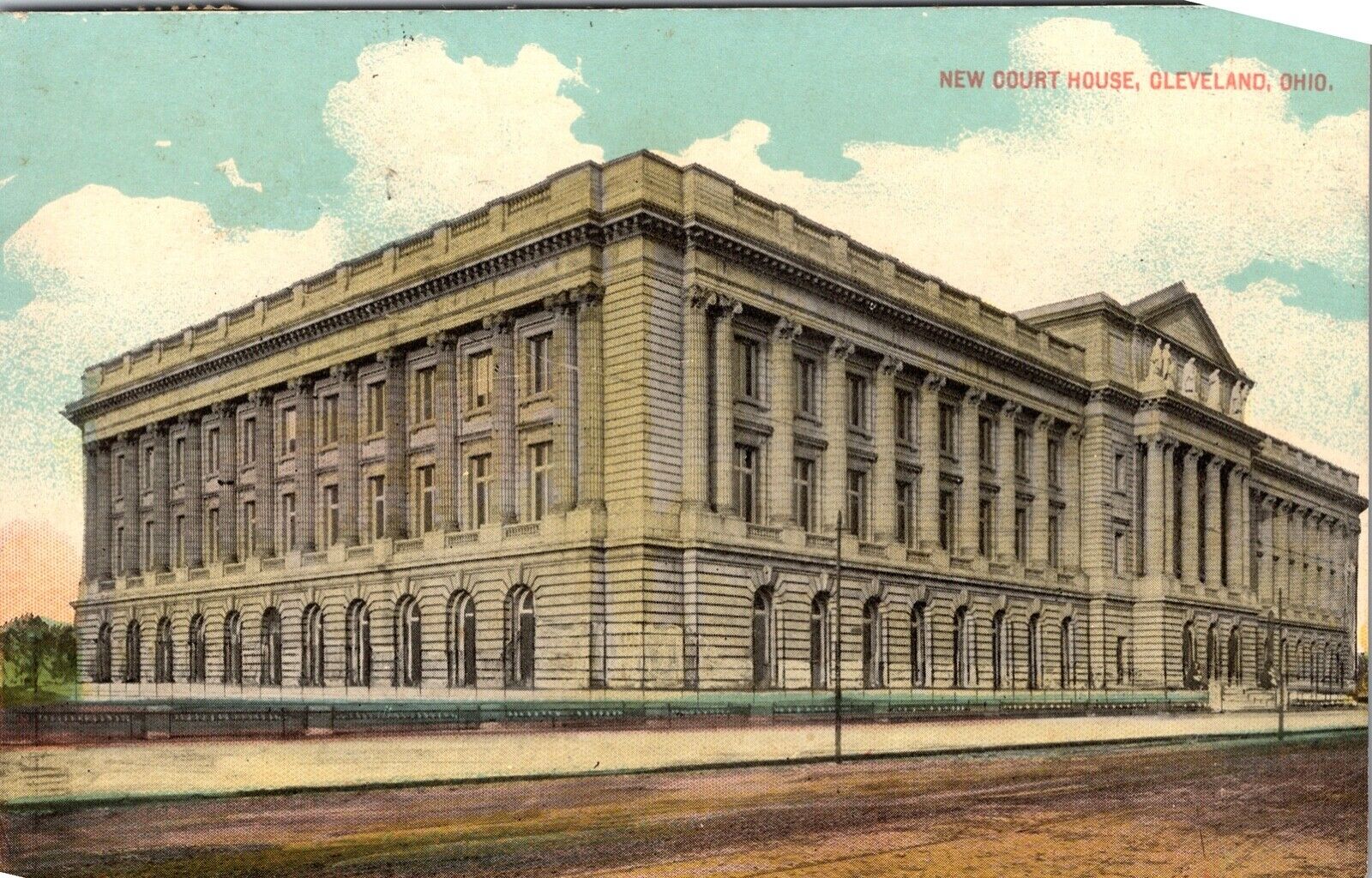 1900s New Courthouse Cleveland Ohio Vintage Postcard OH Deserted Street