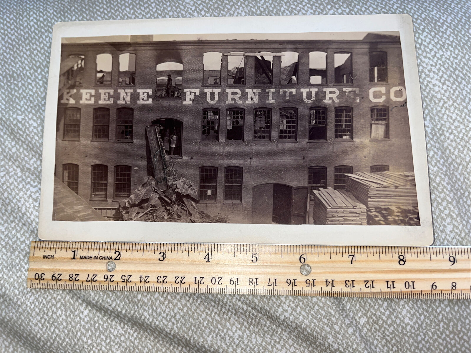 Antique Cabinet Card Photograph Keene Furniture Demolition Destruction NH