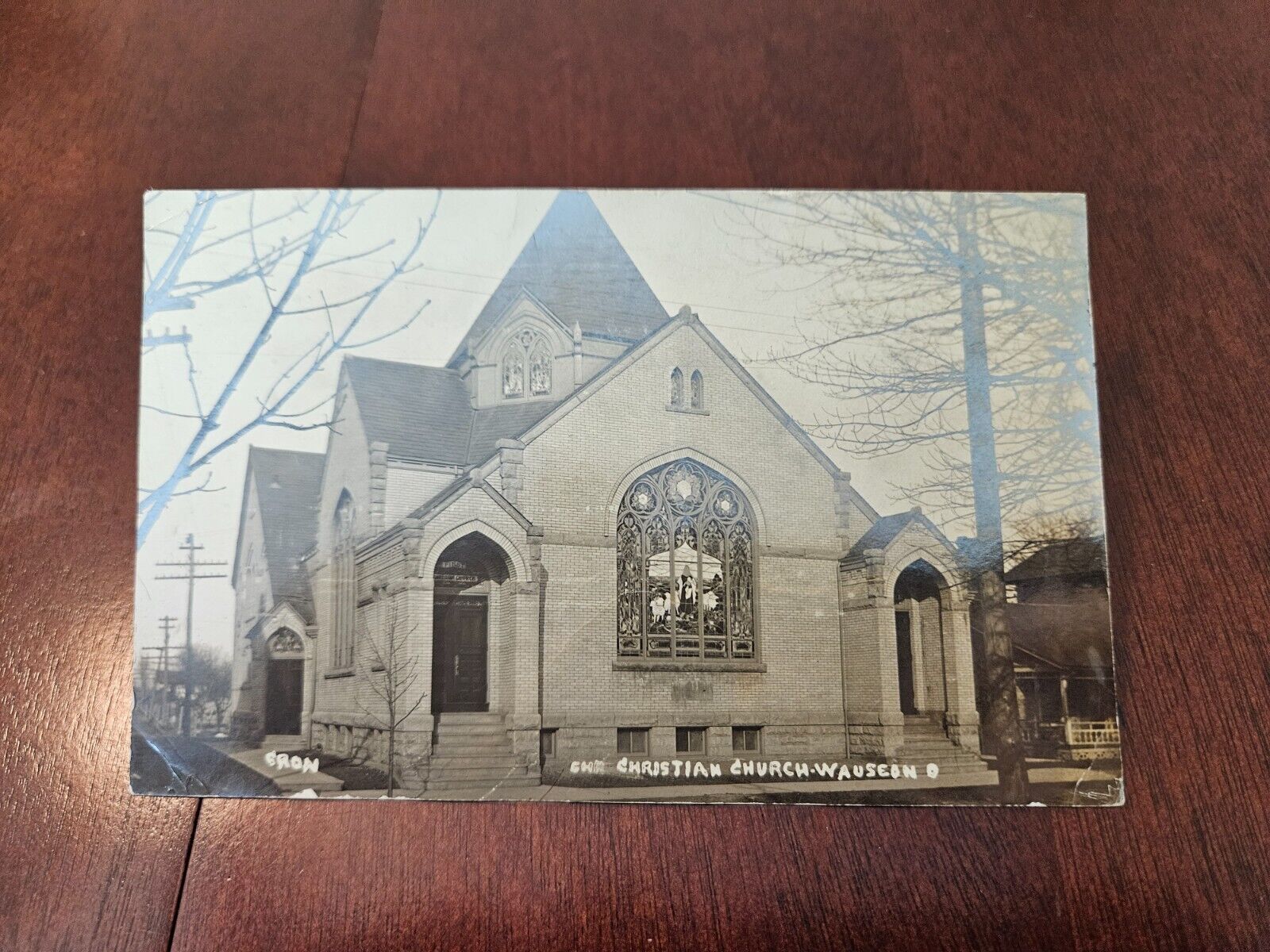 Postcard OH Ohio RPPC Real Photo Wauseon Christian Church
