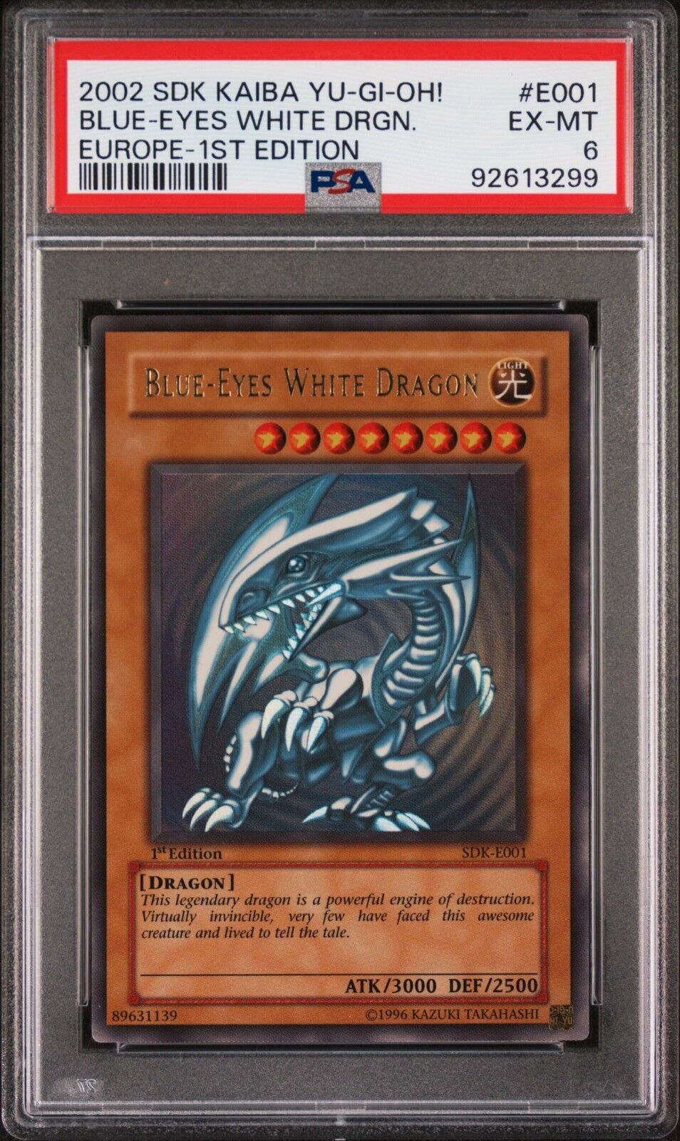 PSA 6 Blue-Eyes White Dragon SDK-E001 | Ultra Rare 1st Ed | EX-MT | 2002 YuGiOh