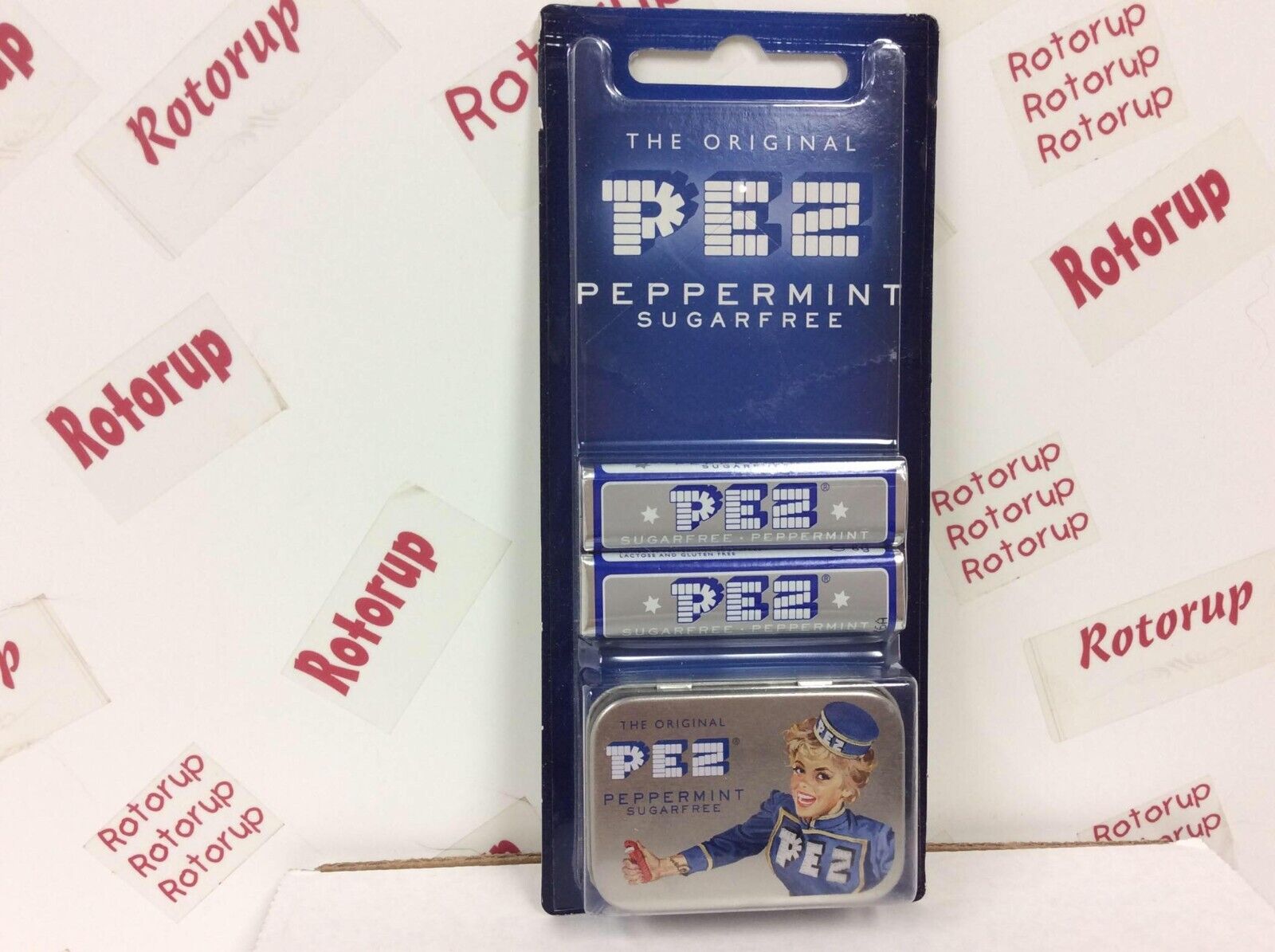 PEZ European issue 2014 Peppermint PEZ Tin with PEZ Girl holding dispenser MINT
