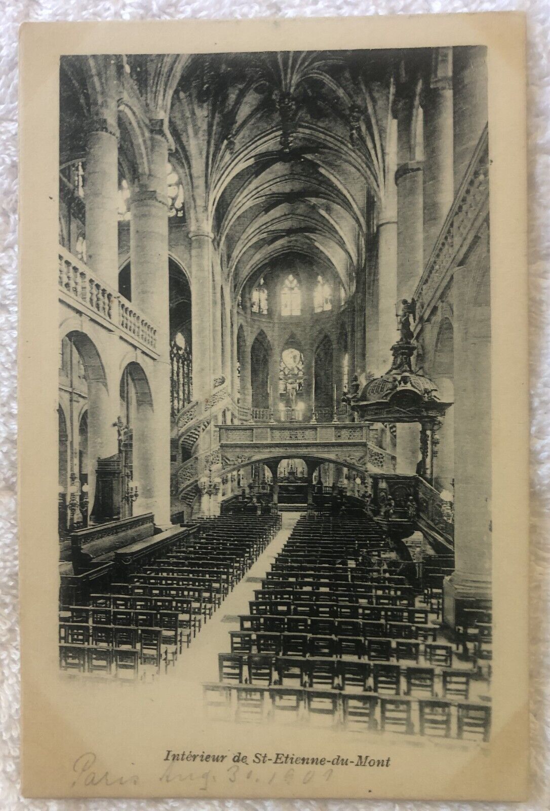 Paris Eglise Saint Etienne Du Mont La Nef Antique Postcard UNP Unused
