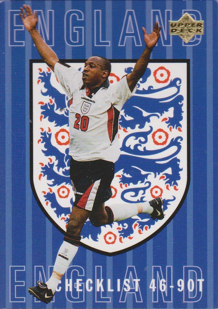 1997/1998 Upper Deck England Card: ENGLAND CHECKLIST 46 - 90T #82