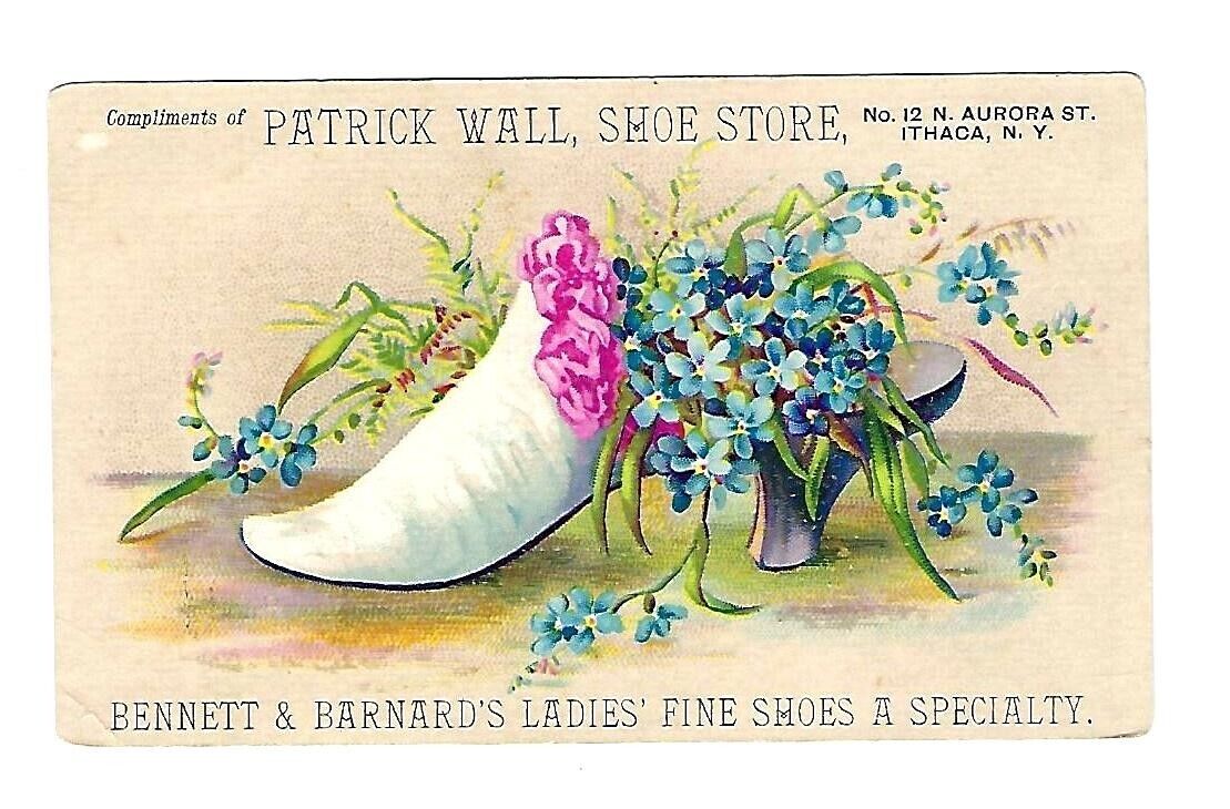 c1880\'s Trade Card, Patrick Wall Shoe Store, Bennett & Barnard\'s Ladies Shoes