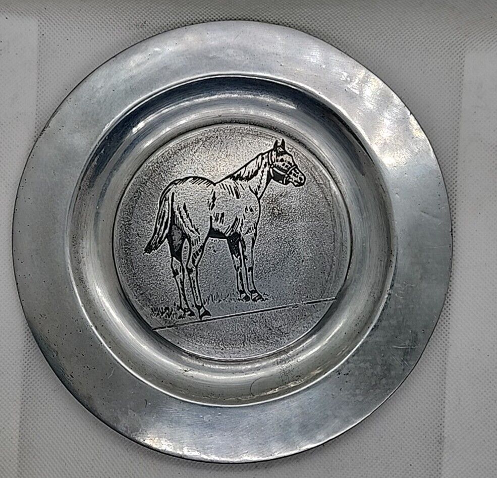 Vintage Pewtarex Horse Plate Colonial York Pennsylvania  7in