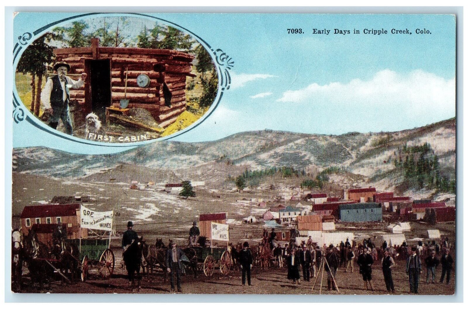c1910's Early Days First Cabin Horse Buggy In Cripple Creek Colorado CO Postcard