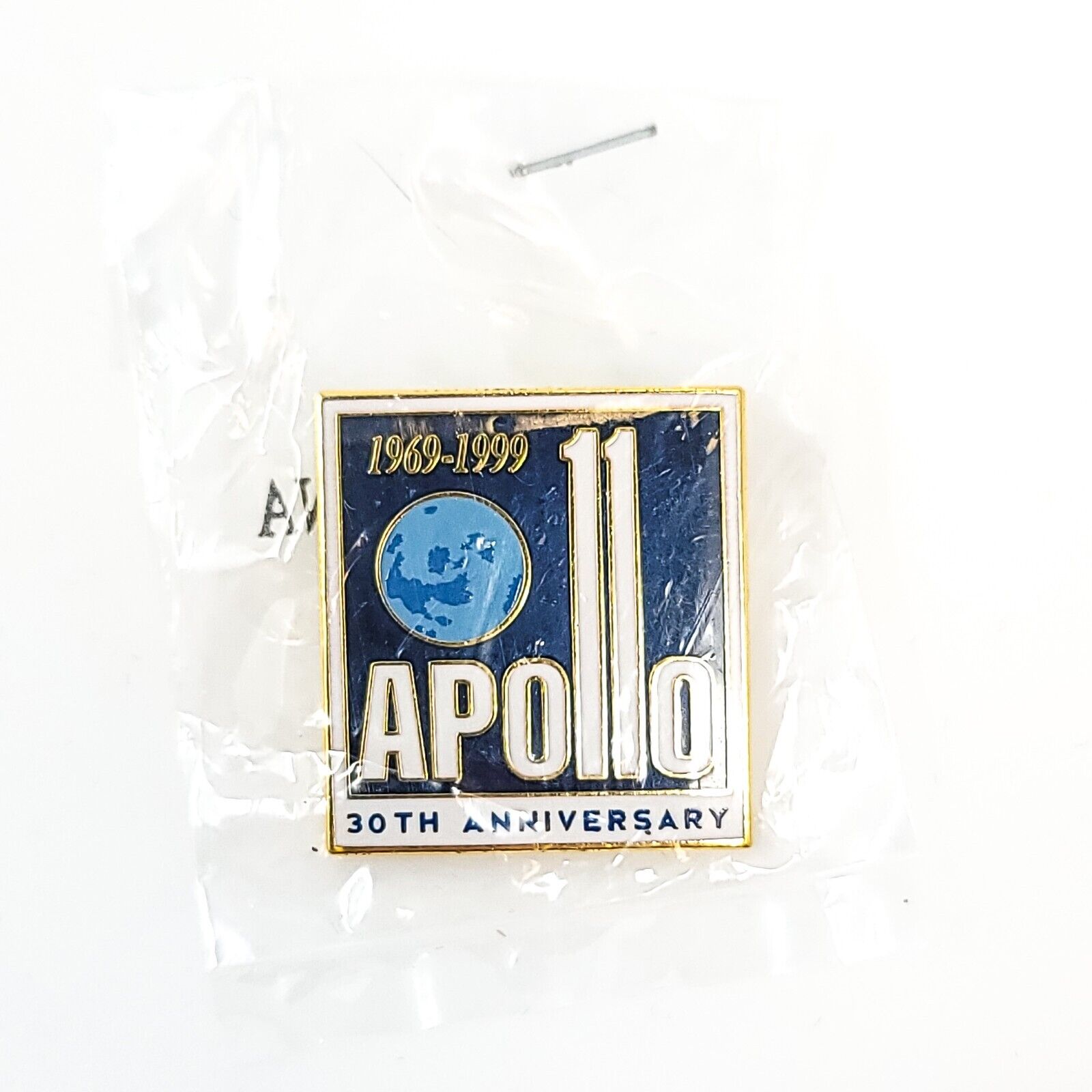 Official NASA 1969-1999 Apollo 30th Anniversary Gold Tone Metal Enamel Lapel Pin