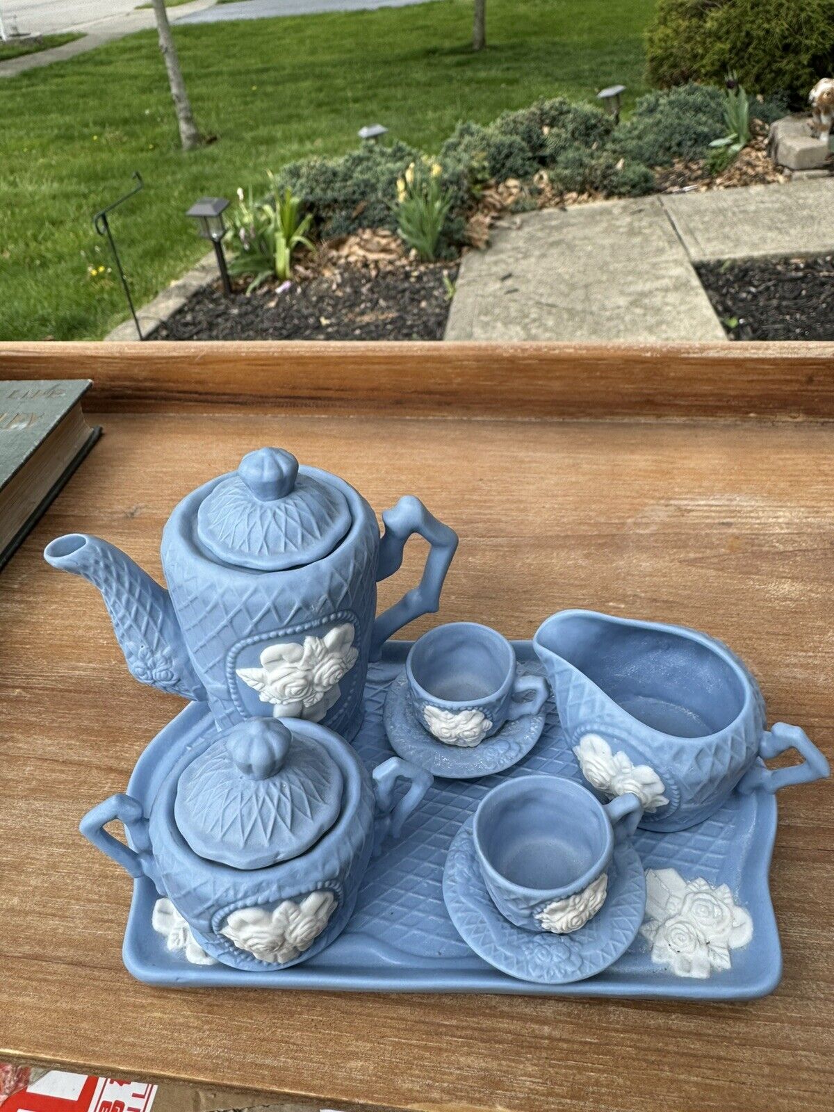 Antique Miniature Ceramic Tea Set With Roses