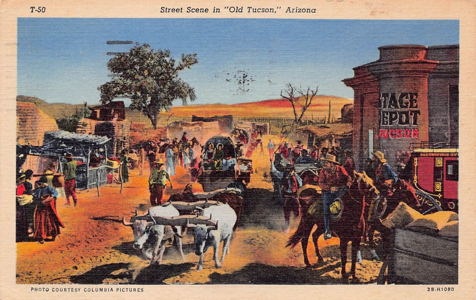 Tucson AZ Arizona Main Street Westerns Wild West Stage Depot Vtg Postcard A38