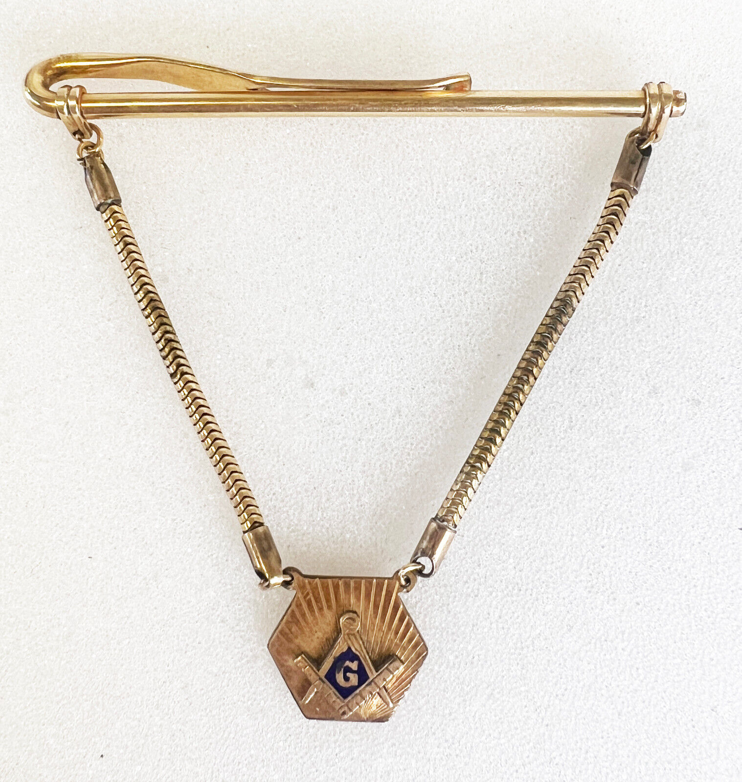 Vintage Anson 12k Gold Freemasons Masonic Tie Bar Clip - 2.5\
