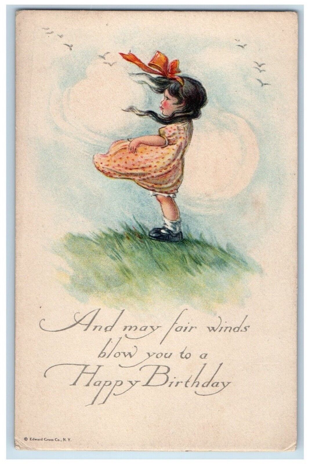 c1910\'s Happy Birthday Little Girl Windy Twelvetrees Posted Antique Postcard